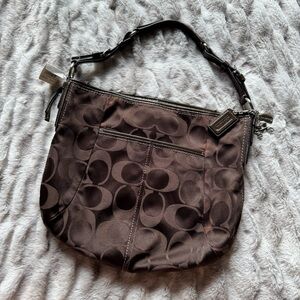 Coach Brown Classic Shoulder Bag with Signature Pattern